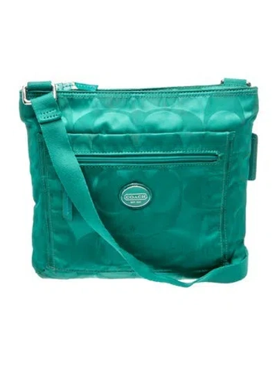 Pre-owned Coach Nylon Messenger Bag In Green