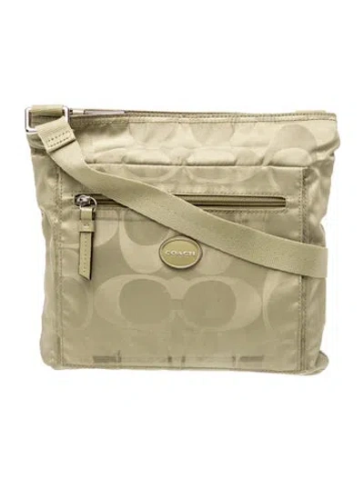 Pre-owned Coach Nylon Messenger Bag In Green