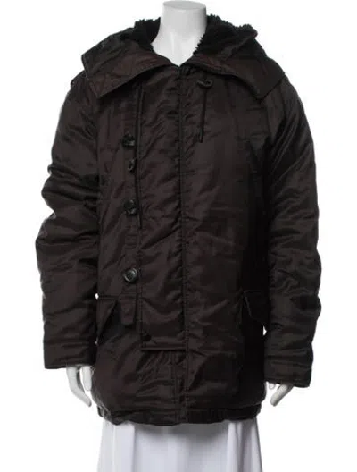 Pre-owned Coach Nylon Parka In Brown