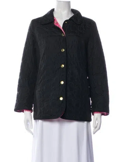 Pre-owned Coach Nylon Polka Dot Print Coat In Gray