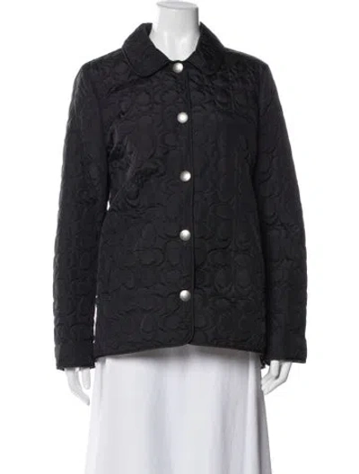 Pre-owned Coach Nylon Printed Coat In Gray