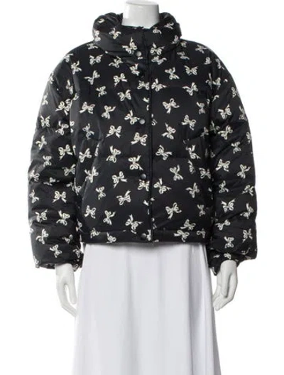 Pre-owned Coach Nylon Printed Down Jacket In Black