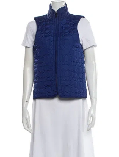 Pre-owned Coach Nylon Printed Vest In Blue