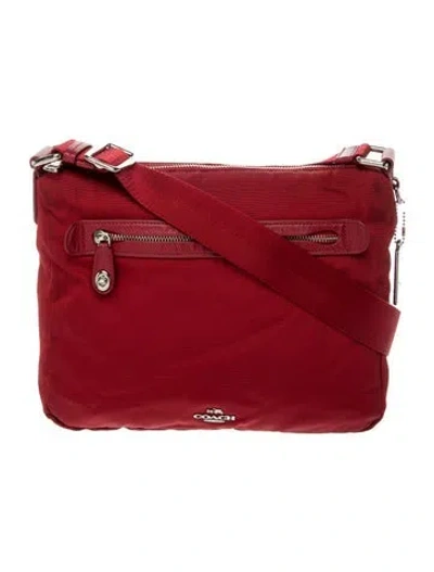 Pre-owned Coach Nylon Shoulder Bag In Burgundy