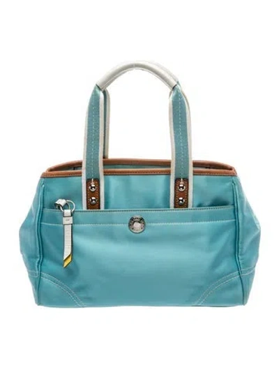Pre-owned Coach Nylon Top Handle Bag In Blue