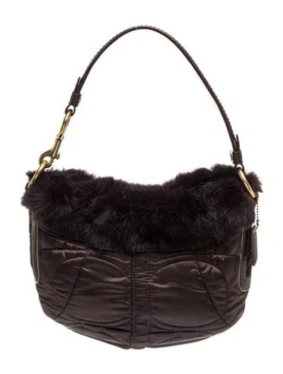 Pre-owned Coach Nylon Top Handle Bag In Brown