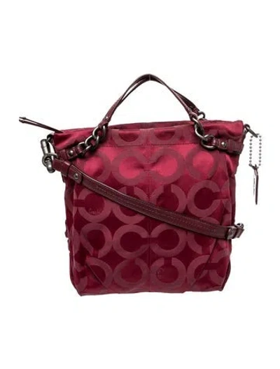 Pre-owned Coach Nylon Top Handle Bag In Burgundy