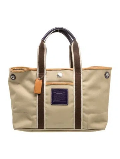 Pre-owned Coach Nylon Top Handle Bag In Neutral