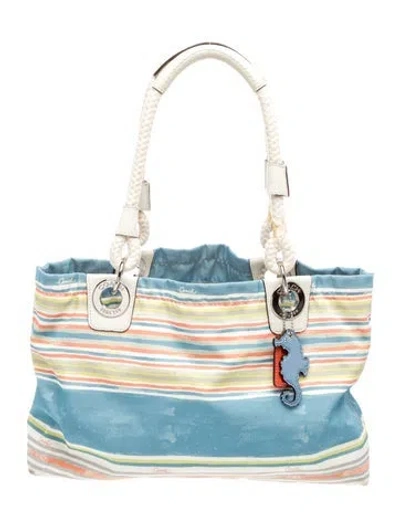 Pre-owned Coach Nylon Tote In Blue