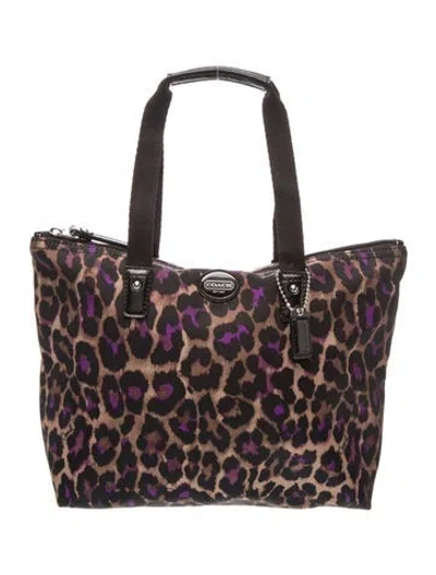 Pre-owned Coach Nylon Tote In Brown
