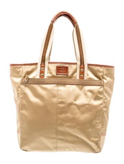 Pre-owned Coach Nylon Tote In Gold