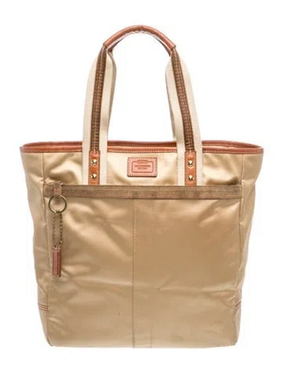Pre-owned Coach Nylon Tote In Neutrals