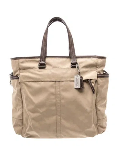 Pre-owned Coach Nylon Tote In Neutrals