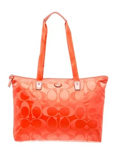 Pre-owned Coach Nylon Tote In Orange