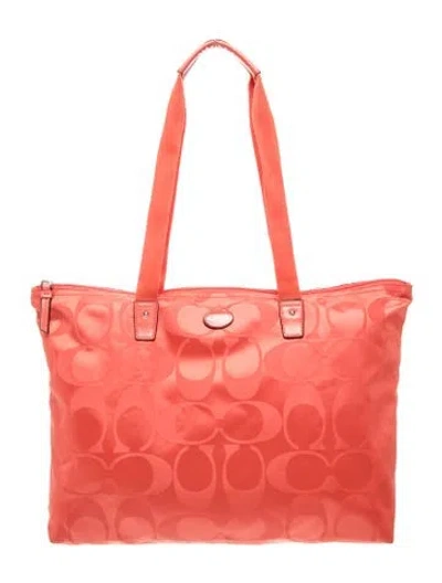 Pre-owned Coach Nylon Tote In Orange