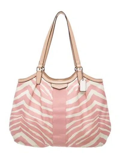 Pre-owned Coach Nylon Tote In Pink