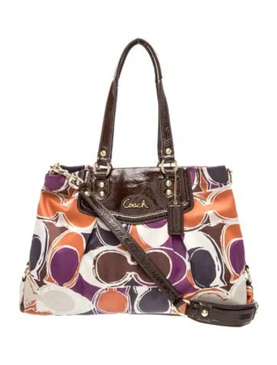 Pre-owned Coach Nylon Tote In Purple