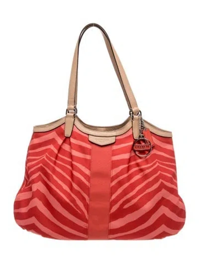 Pre-owned Coach Nylon Tote In Red