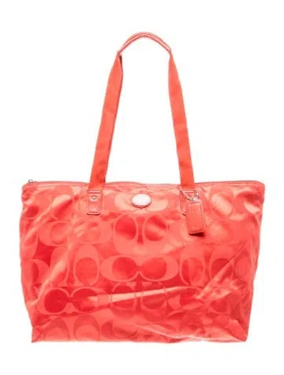 Pre-owned Coach Nylon Tote In Red