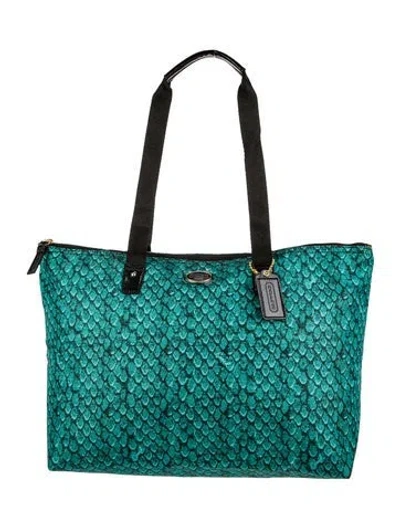 Pre-owned Coach Nylon Tote W/ Tags In Green