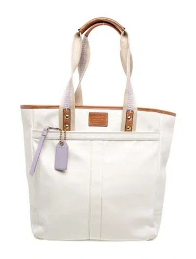 Pre-owned Coach Nylon Tote In White