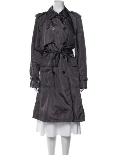 Pre-owned Coach Nylon Trench Coat In Gray
