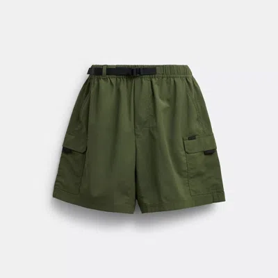 Coach Nylon Utility Short In Recycled Nylon In Green