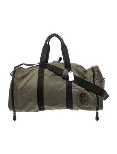 Pre-owned Coach Nylon Weekender Bag In Green
