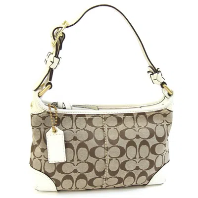 Pre-owned Coach Off- Canvas Leather Shoulder Bag ()