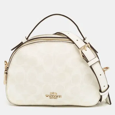 Coach Offsignature Coated Canvas Serena Satchel In White