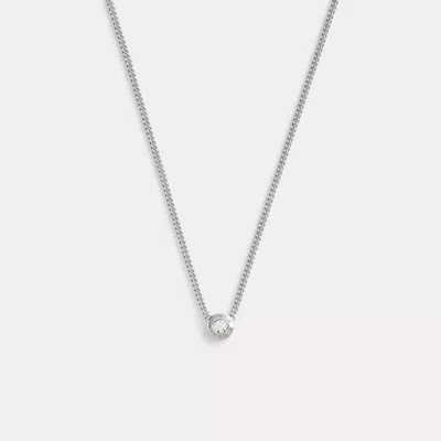 Coach Open Circle Chain Pendant Necklace In Gray