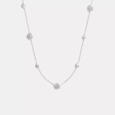 Coach Open Circle Station Necklace In Grey