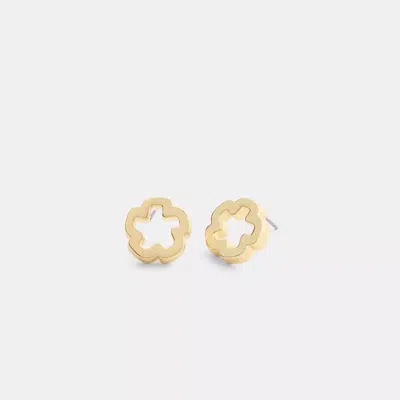 Coach Open Tea Rose Stud Earrings In Gold