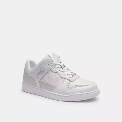 Coach C201 Low Top Trainer In Signature Canvas In Optic White