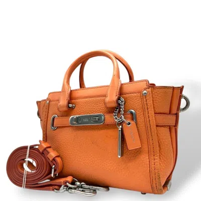 Pre-owned Coach Orange Leather Handbag Shoulder Bag Tote Bag ()