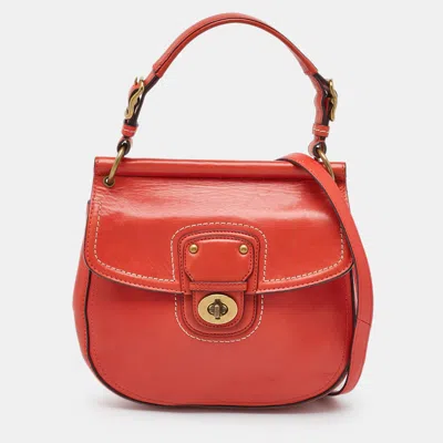 Pre-owned Coach Orange Leather Willis Legacy Saddle Crossbody Bag