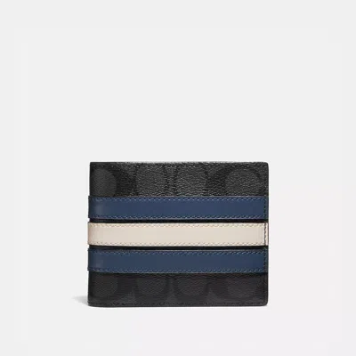 Coach Outlet 3 In 1 Wallet In Signature Canvas With Varsity Stripe In Blue