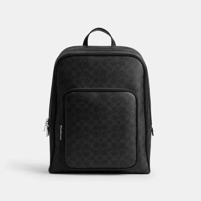Coach Outlet Aiden Backpack In Signature Canvas In Silver/black Signature