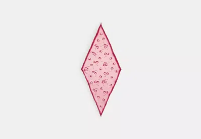Coach Outlet Airbrushed Cherry Print Silk Diamond Scarf In Pink