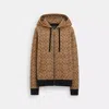 Coach Outlet All Over Signature Zip Hoodie In Beige