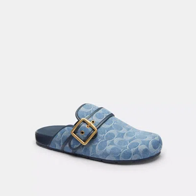 Coach Outlet Archival Buckle Clog In Regenerative Cotton Signature Denim In Blue