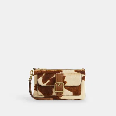Coach Outlet Ashton Wristlet In Haircalf With Cow Print