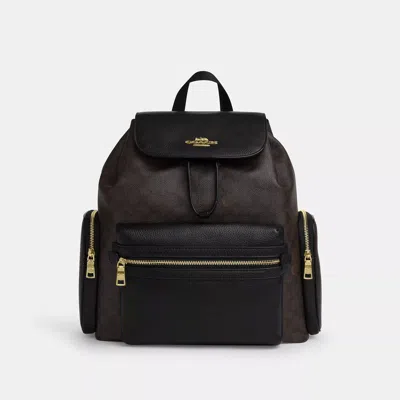 Coach Outlet Baby Backpack In Signature Canvas In Black