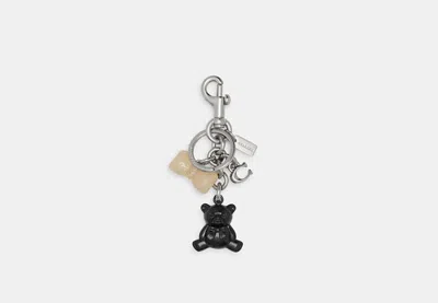 Coach Outlet Bear Cluster Bag Charm In Silver/black Multi
