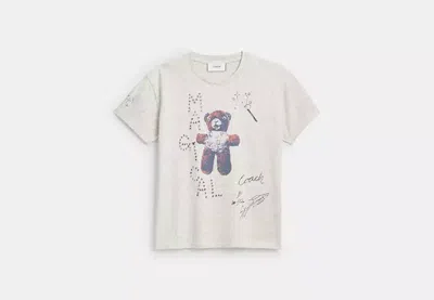 Coach Outlet Bear Graphic Shrunken T-shirt In Organic Cotton In Gray
