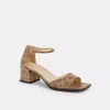 Coach Outlet Block Heel Sandal In Signature Canvas In Brown