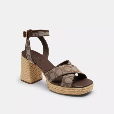 Coach Outlet Block Heel Sandal In Signature Jacquard In Multi