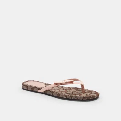 Coach Outlet Bow Flip Flop In Signature Jacquard In Multi
