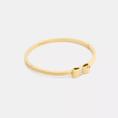 Coach Outlet Bow Hinged Bangle In Gold