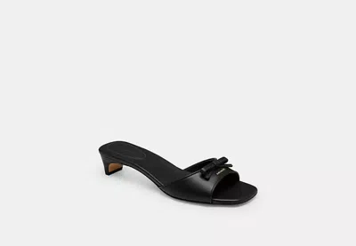 Coach Outlet Bow Kitten Heel Sandal In Black